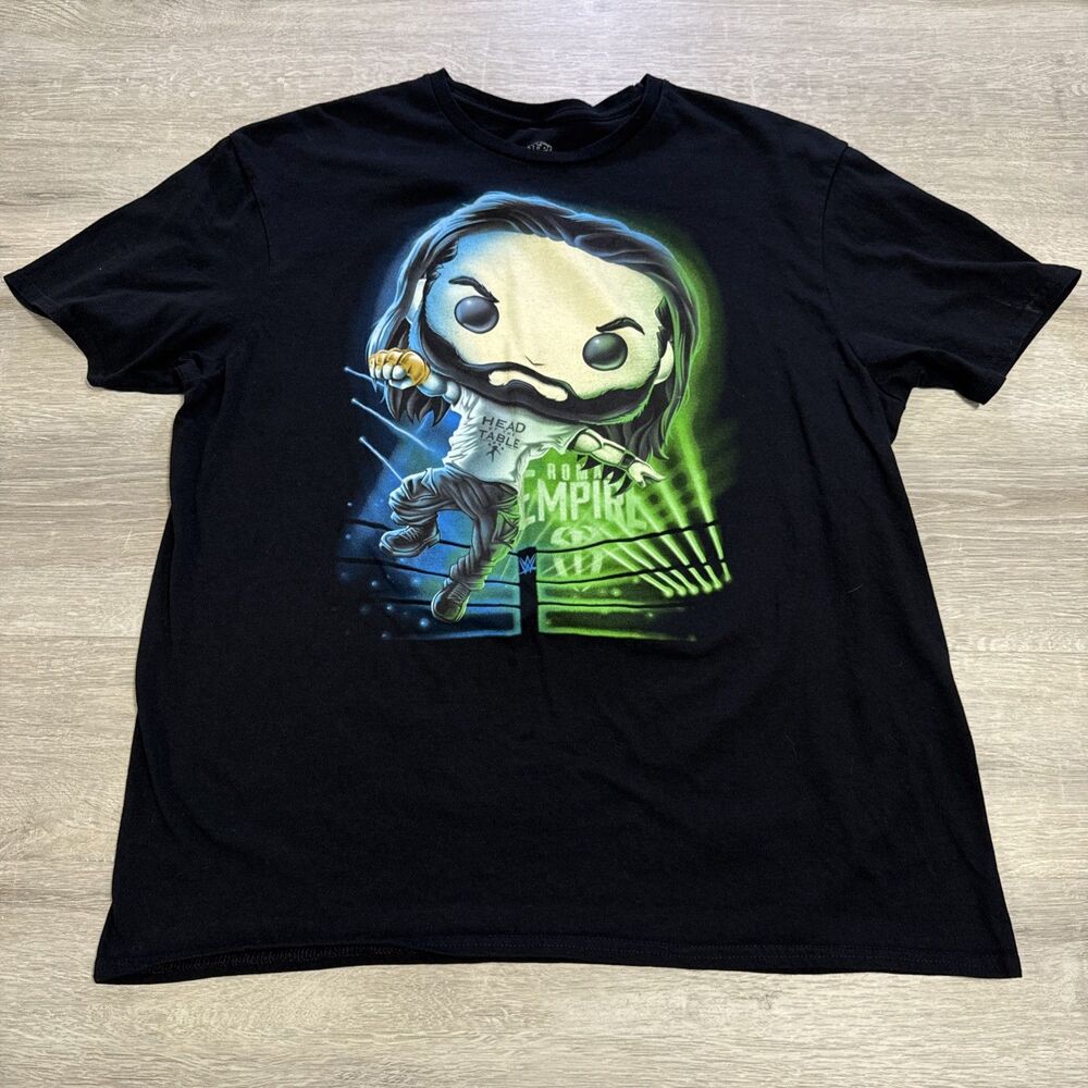 Roman Reigns Shirt WWE Pop Tees Cartoon Empire Design Men’s Black Top XL